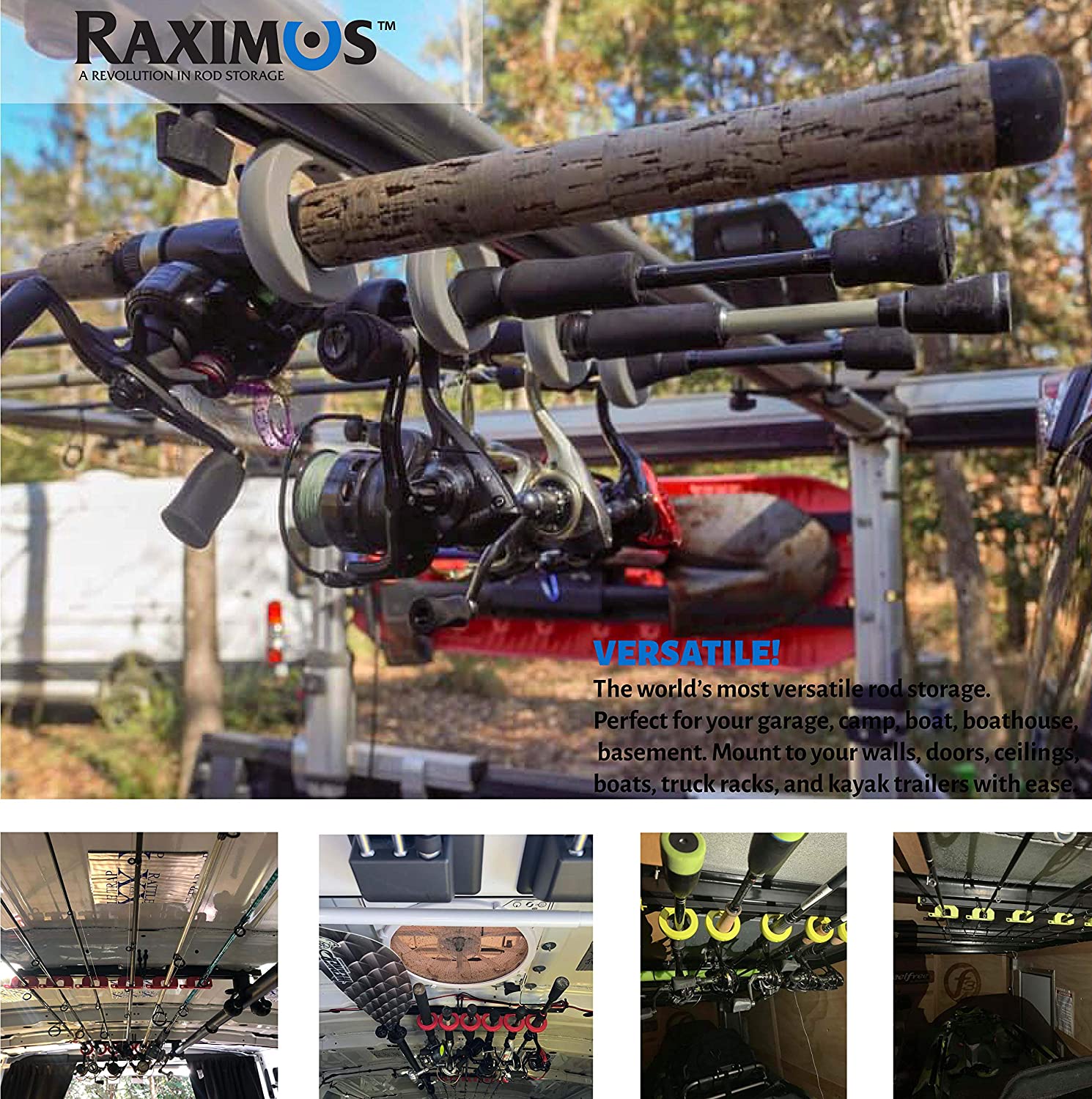 Raximus Performance Fishing Rod Rack - Holds up to 7 Rods